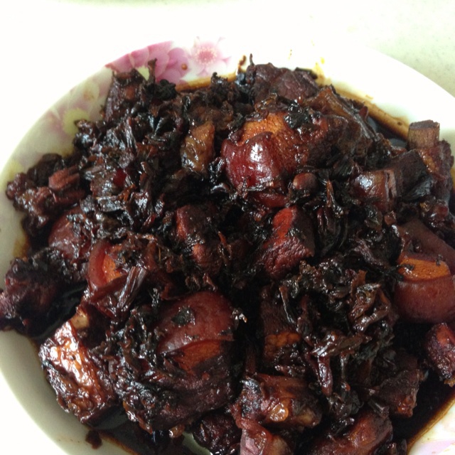 豆芽-7做的霉干菜烧肉