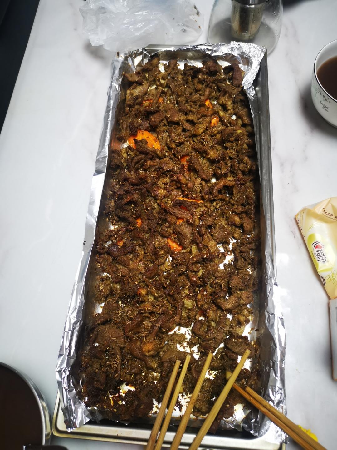 不需要腌制无添加最简单的烤箱羊肉串猪肉串