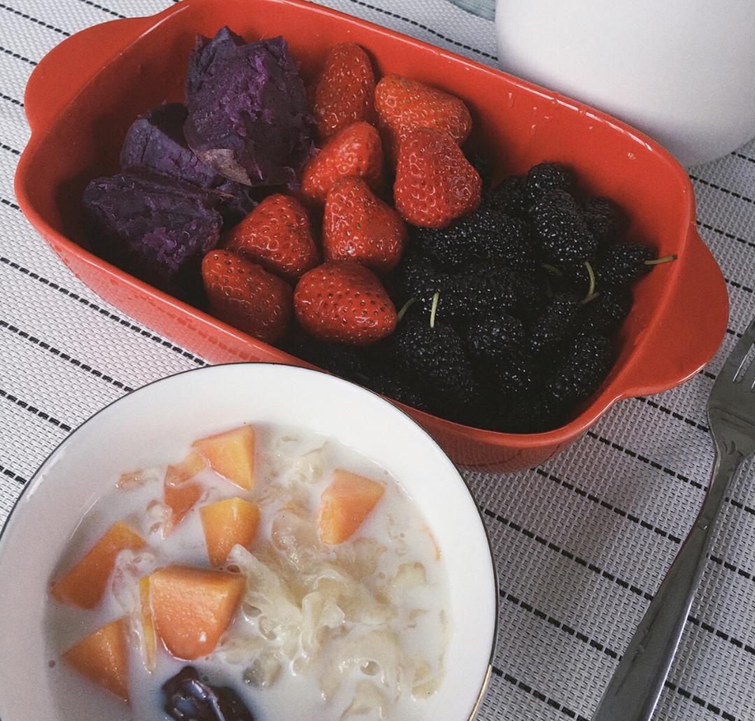 牛奶木瓜炖银耳（无糖 减脂期加餐）