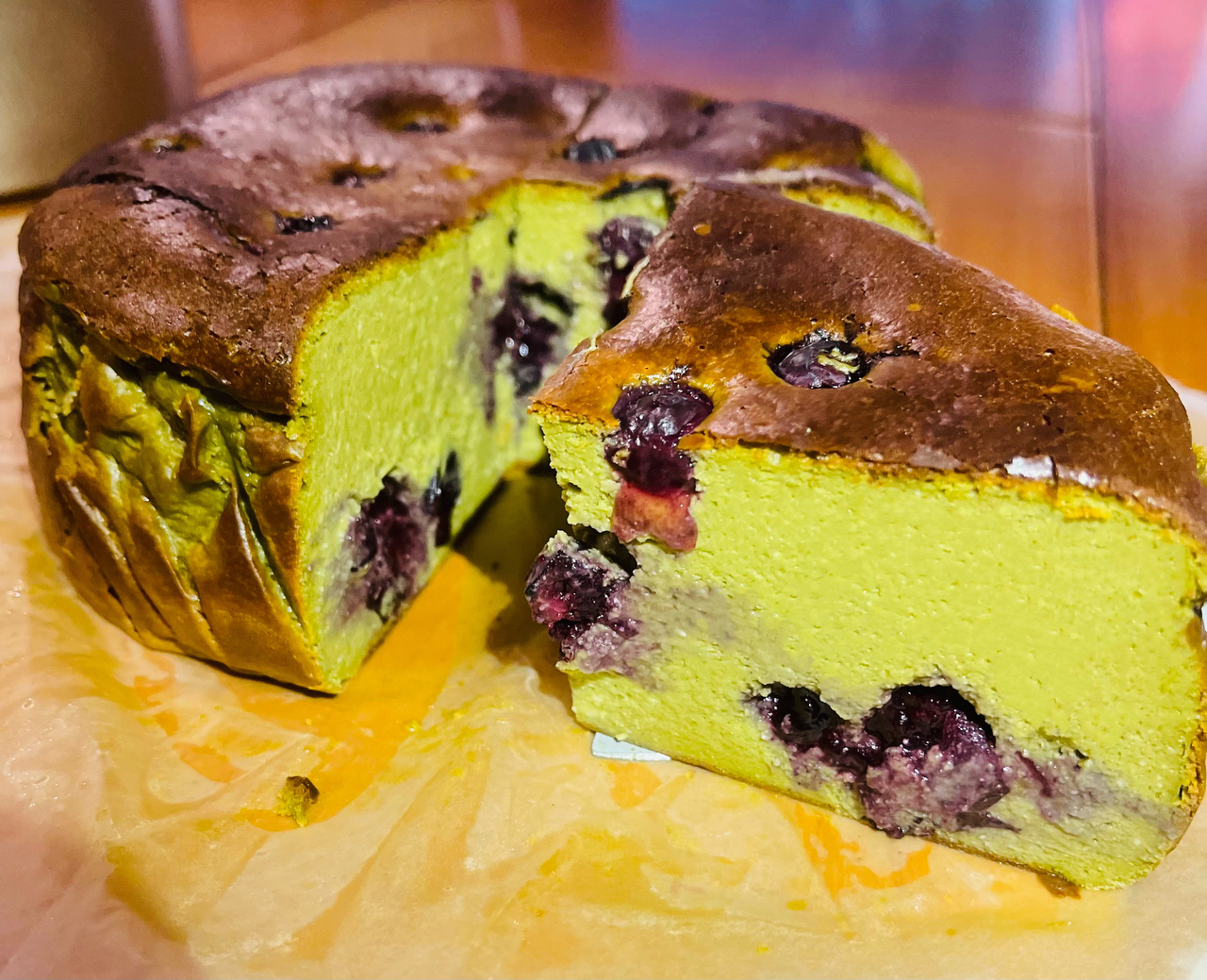 有手就能做的蓝莓抹茶巴斯克蛋糕（6寸）的做法