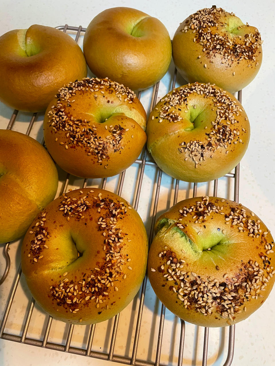 川味腊肠菠菜贝果🍖咸香微辣🥯口感丰富