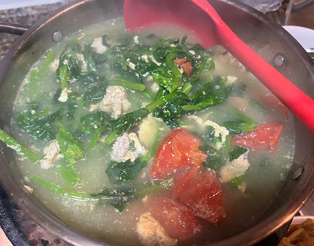 豌豆尖鸡蛋汤