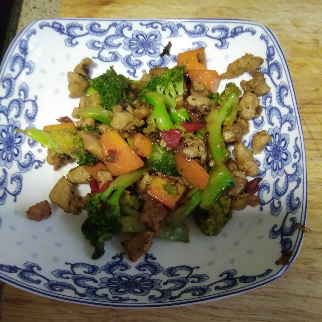 鸡肉蘑菇炒西兰花