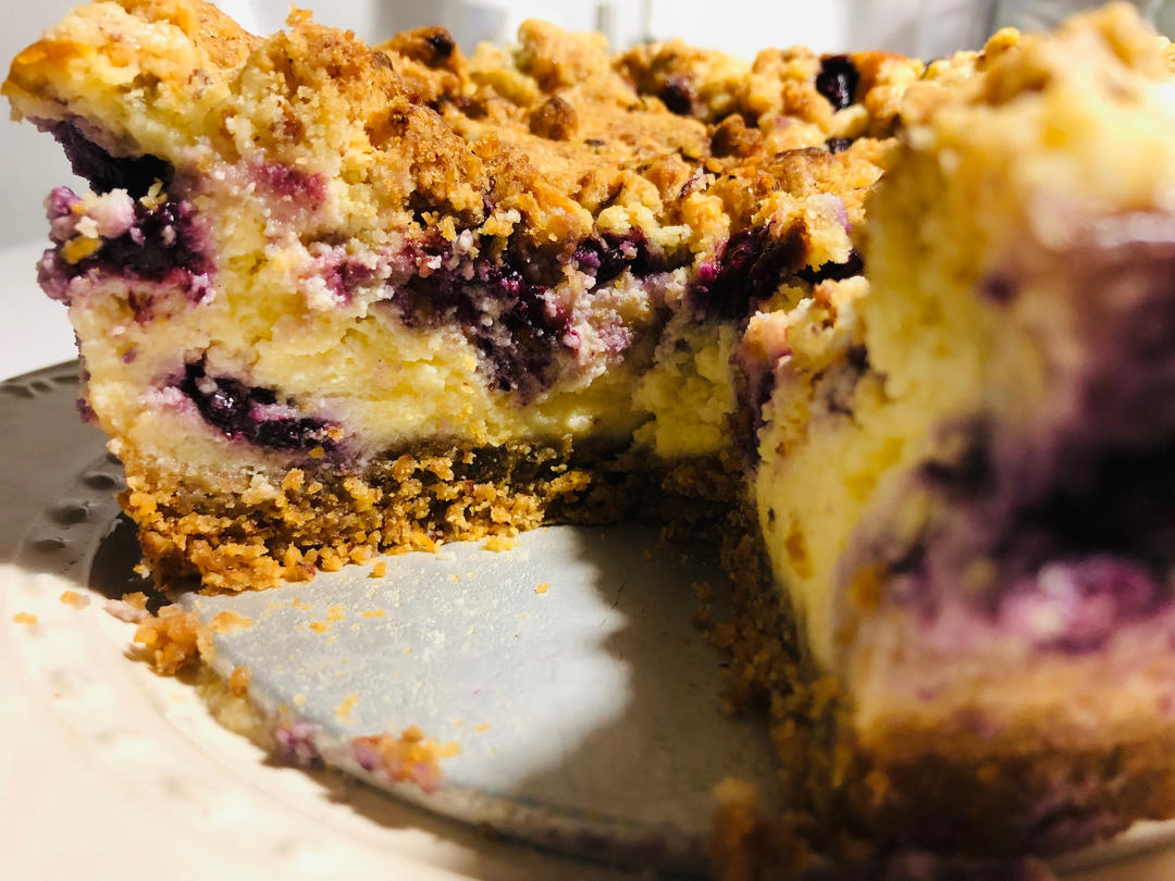 0失败，免打发爆浆蓝莓酥粒芝士蛋糕
