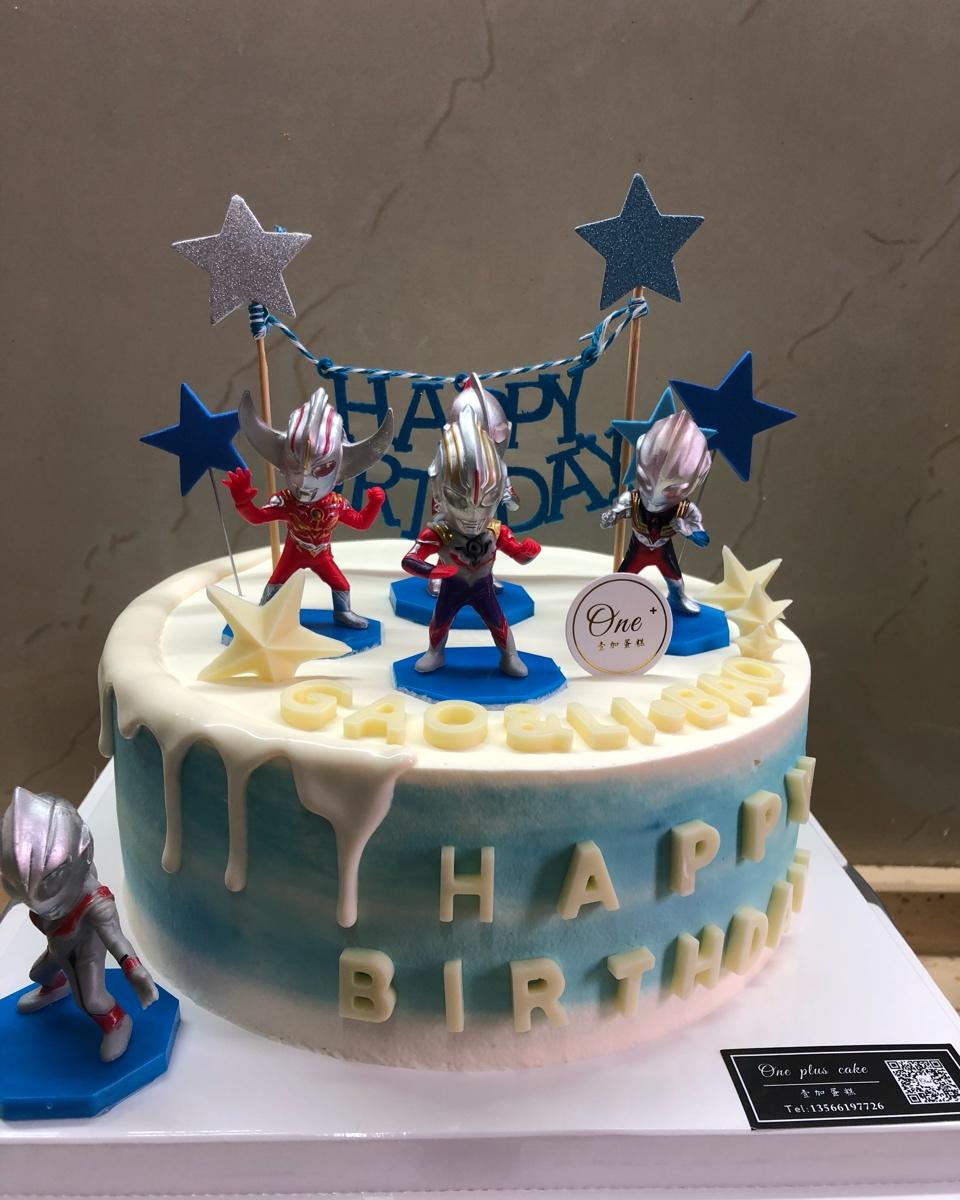 超级无敌美貌简单的刺绣风 奥特曼生日蛋糕