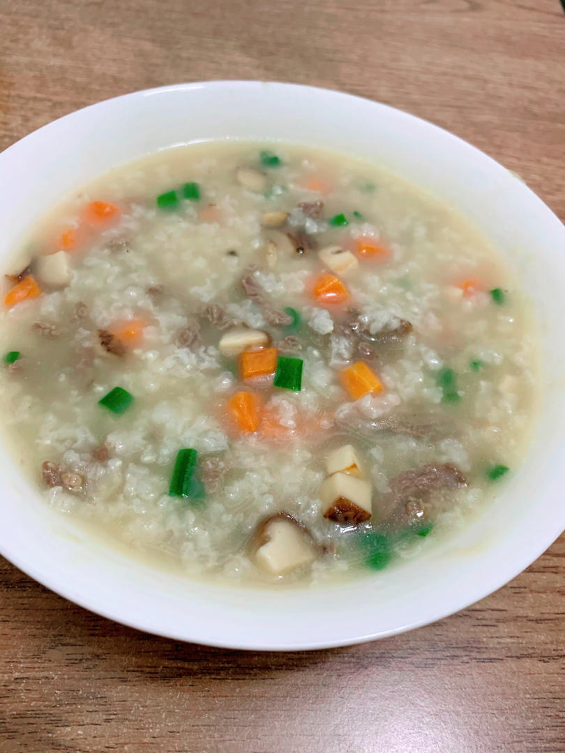 香菇菠菜牛肉粥