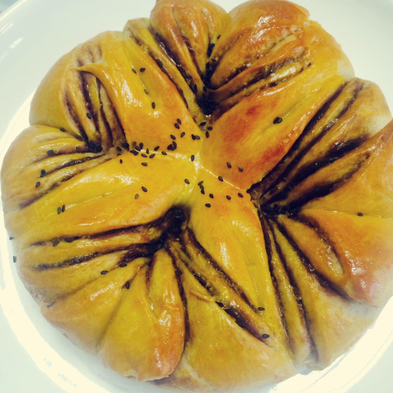 豆沙花式面包