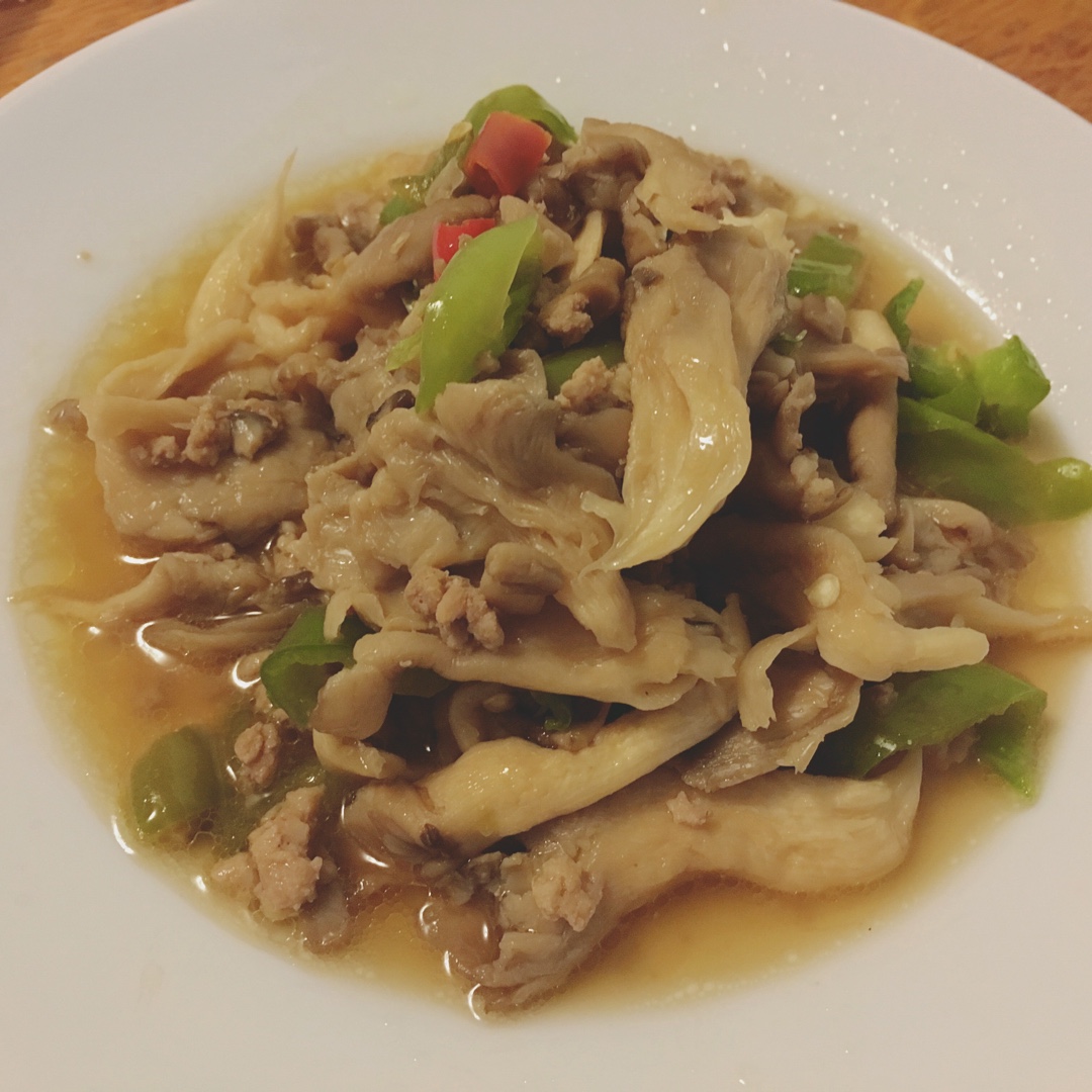 肉末炒平菇