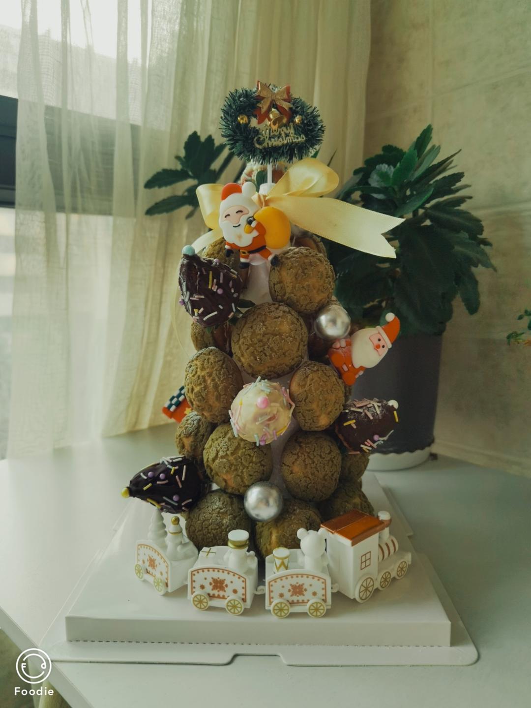 抹茶酥皮圣诞树泡芙塔