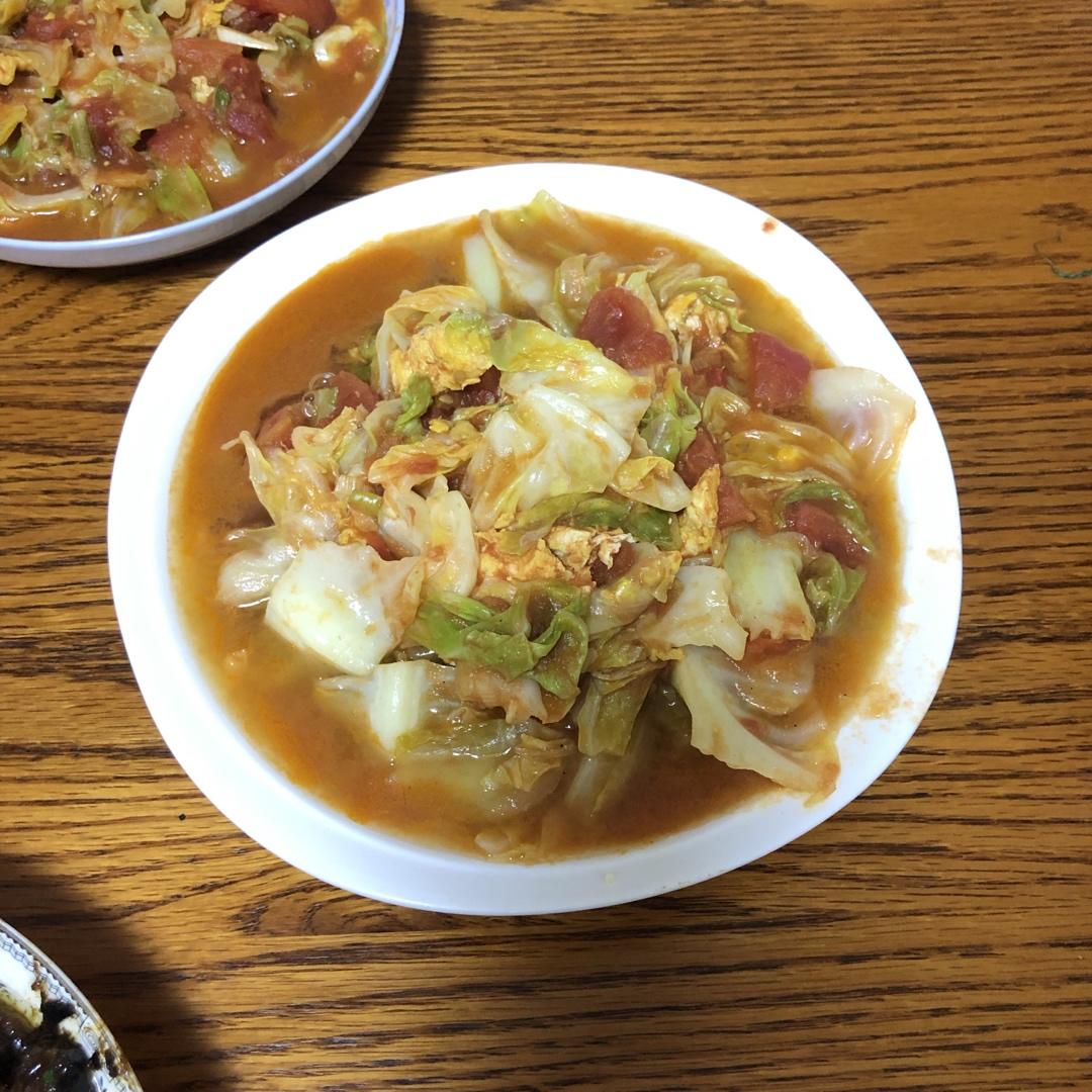 番茄炝炒圆白菜