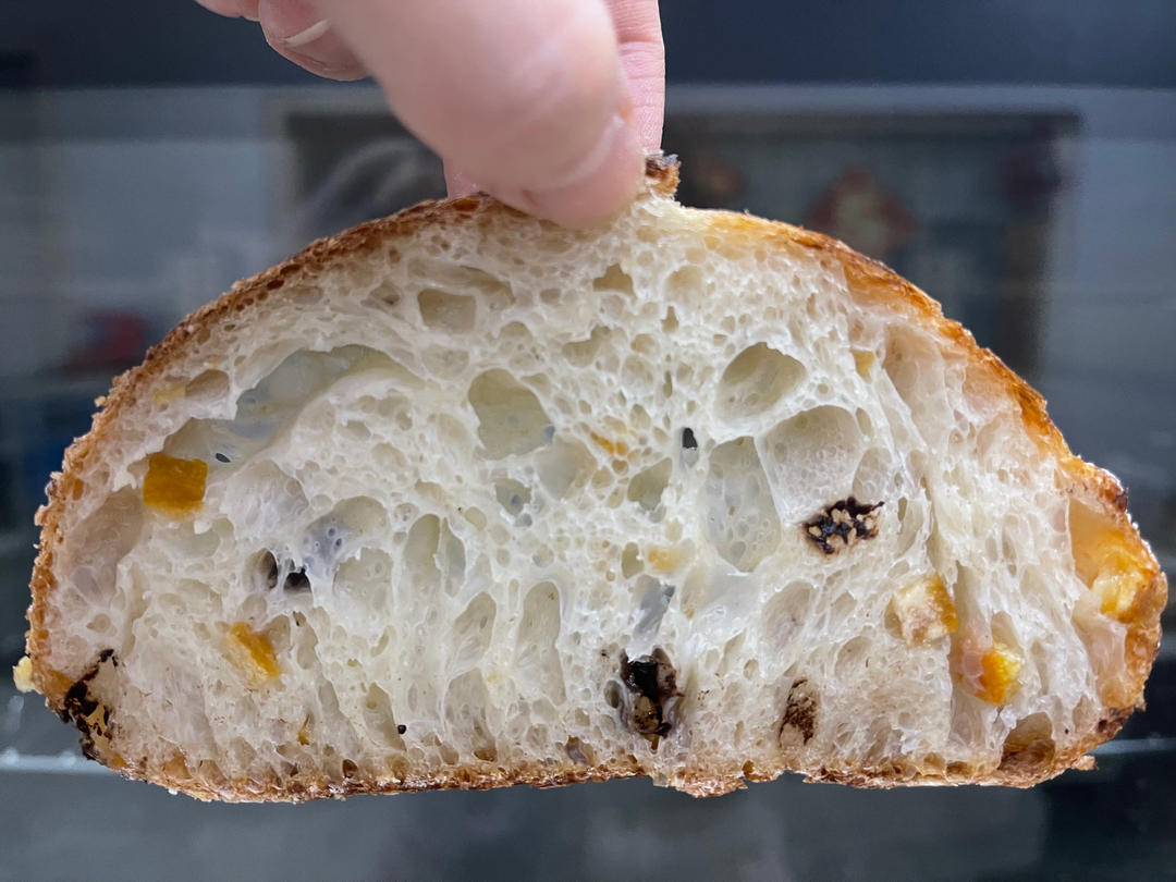 天然酵母版橙皮巧克力乡村欧包（大气孔爱好者福音）