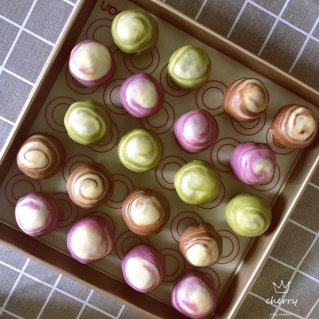 蛋黄酥~紫薯、抹茶、原味~花好月圆，中秋快乐~内附一次做六色蛋黄酥方法~