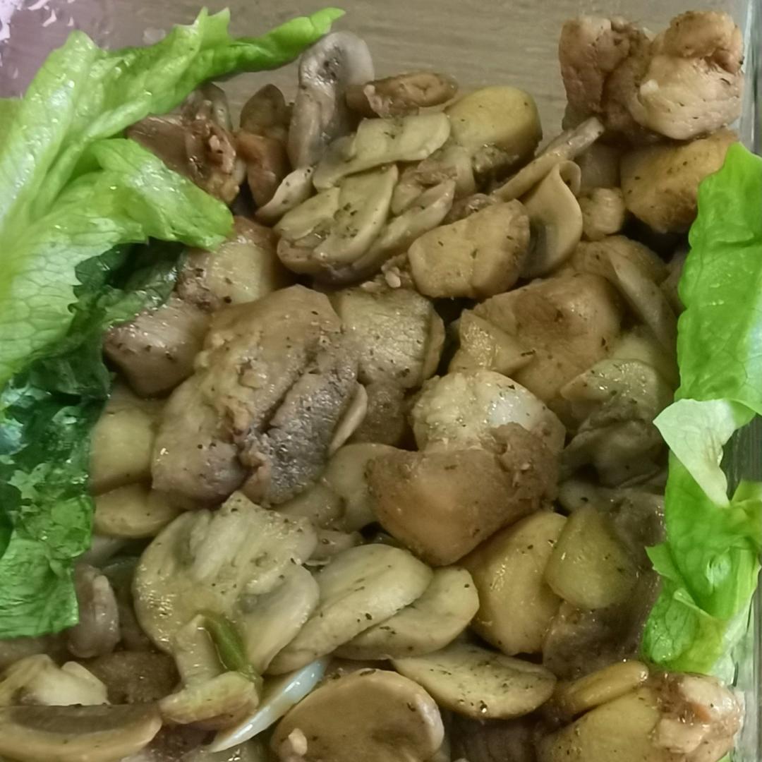 快手鸡胸炒蘑菇