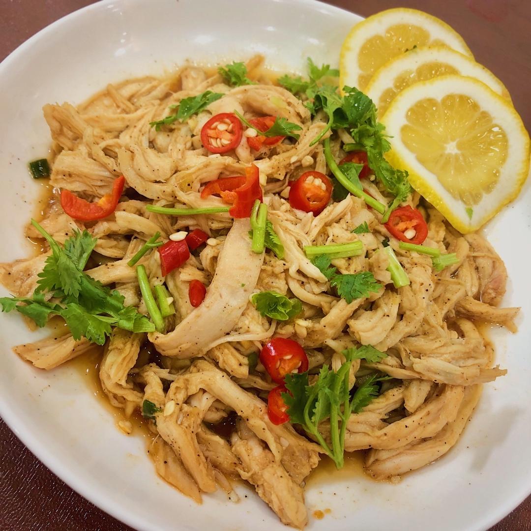 布丁奶茶去冰无糖做的 第6道快手低脂菜清爽美味的柠檬鸡丝鸡胸肉满分