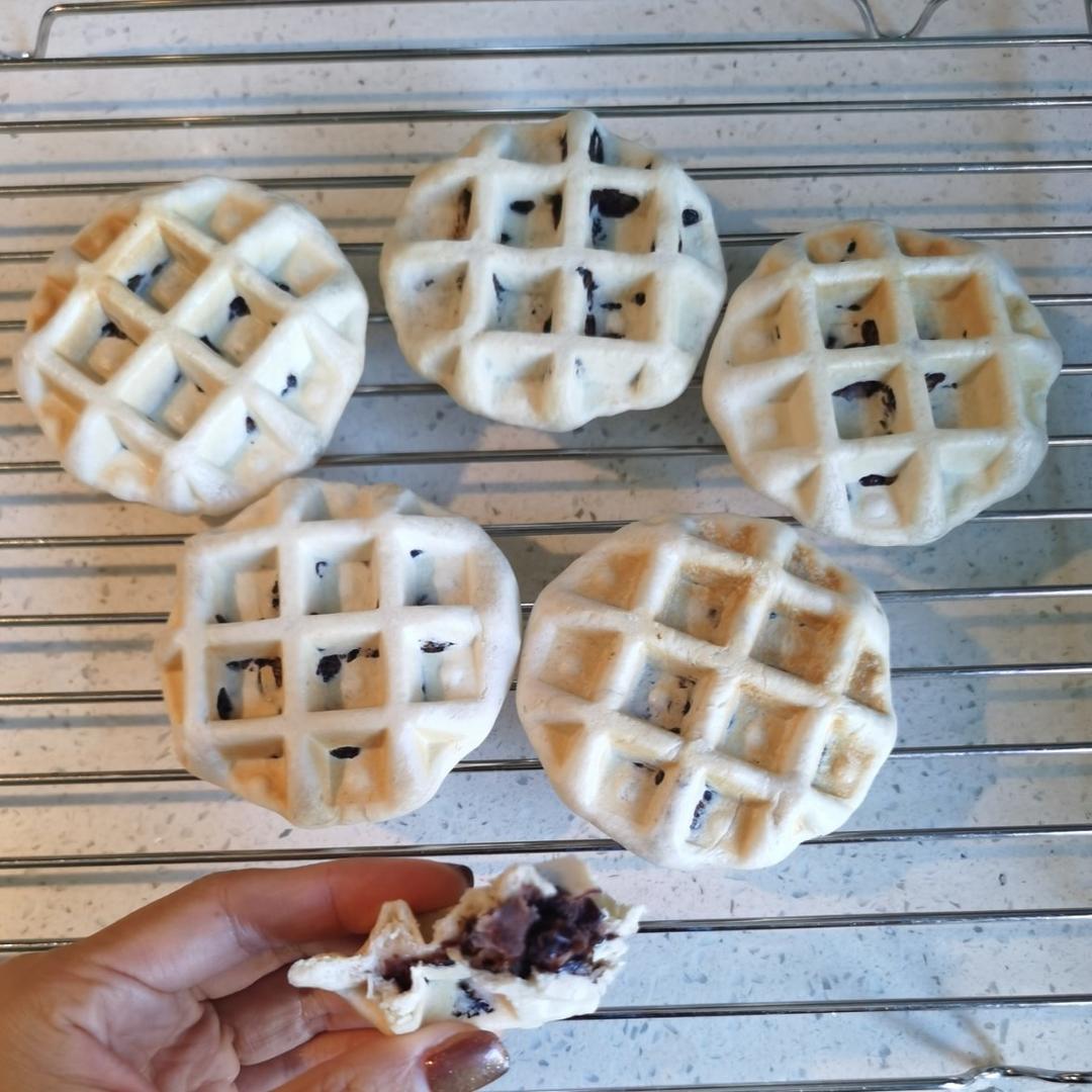 酵母版华夫饼（红豆沙、肉松沙拉馅）明火