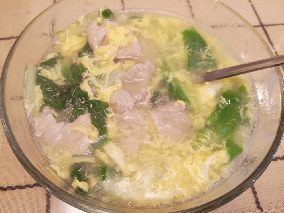 超滑嫩的肉片青菜汤的做法