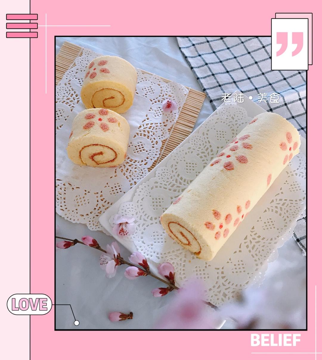 春风十里桃花奶冻蛋糕卷