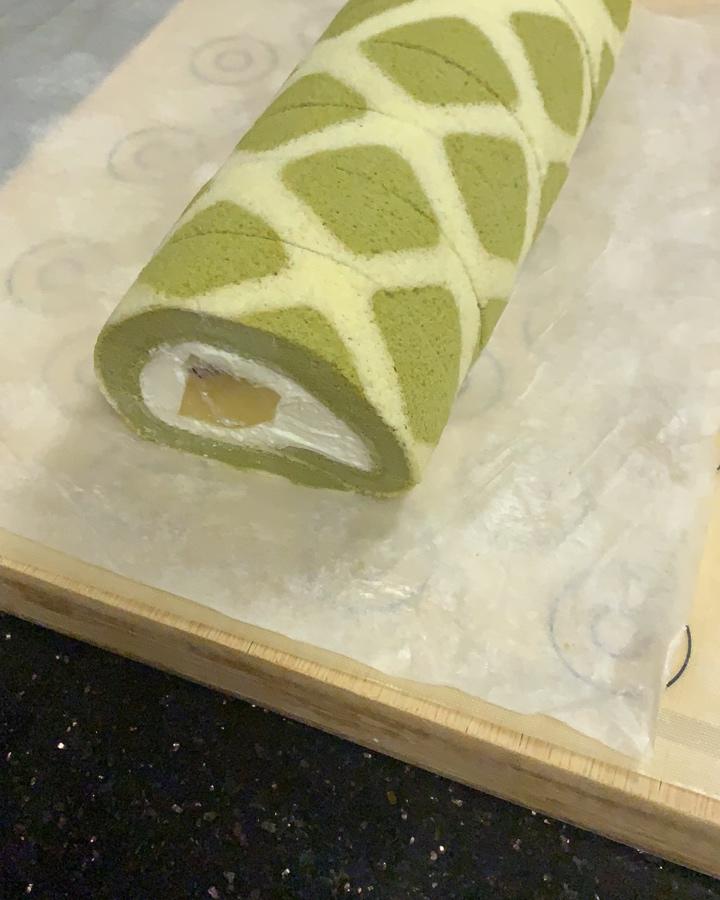 抹茶波点（条纹）蛋糕卷