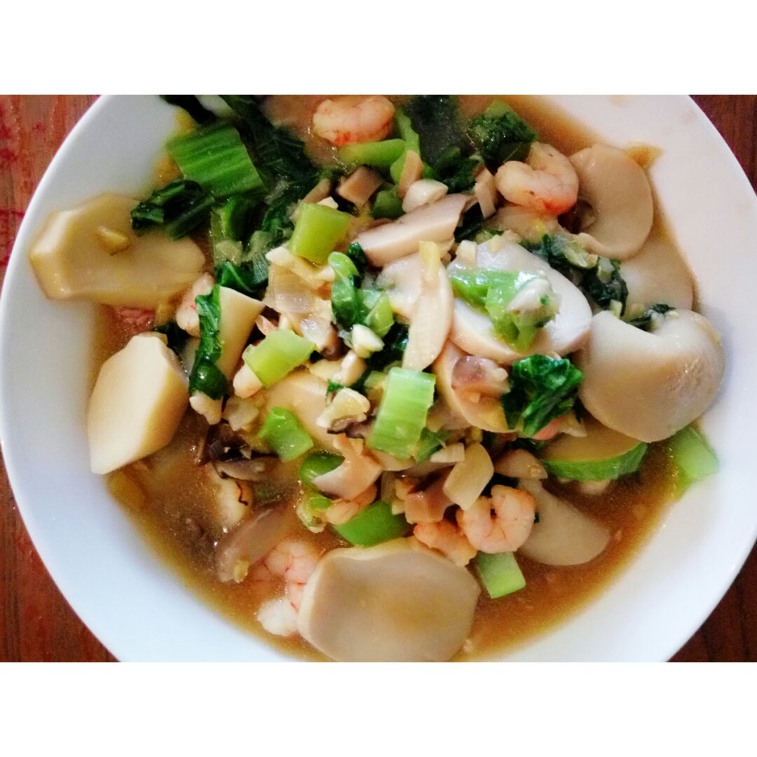 虾仁口蘑炒钙菜