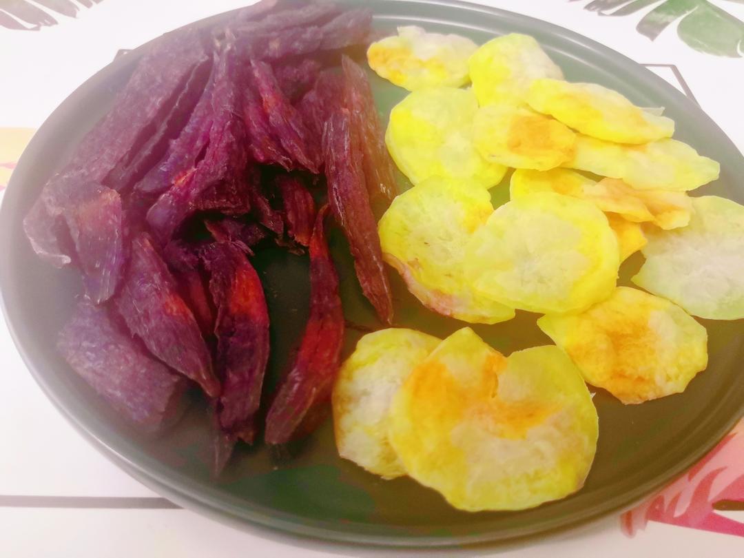 微波炉烤薯片～紫薯条