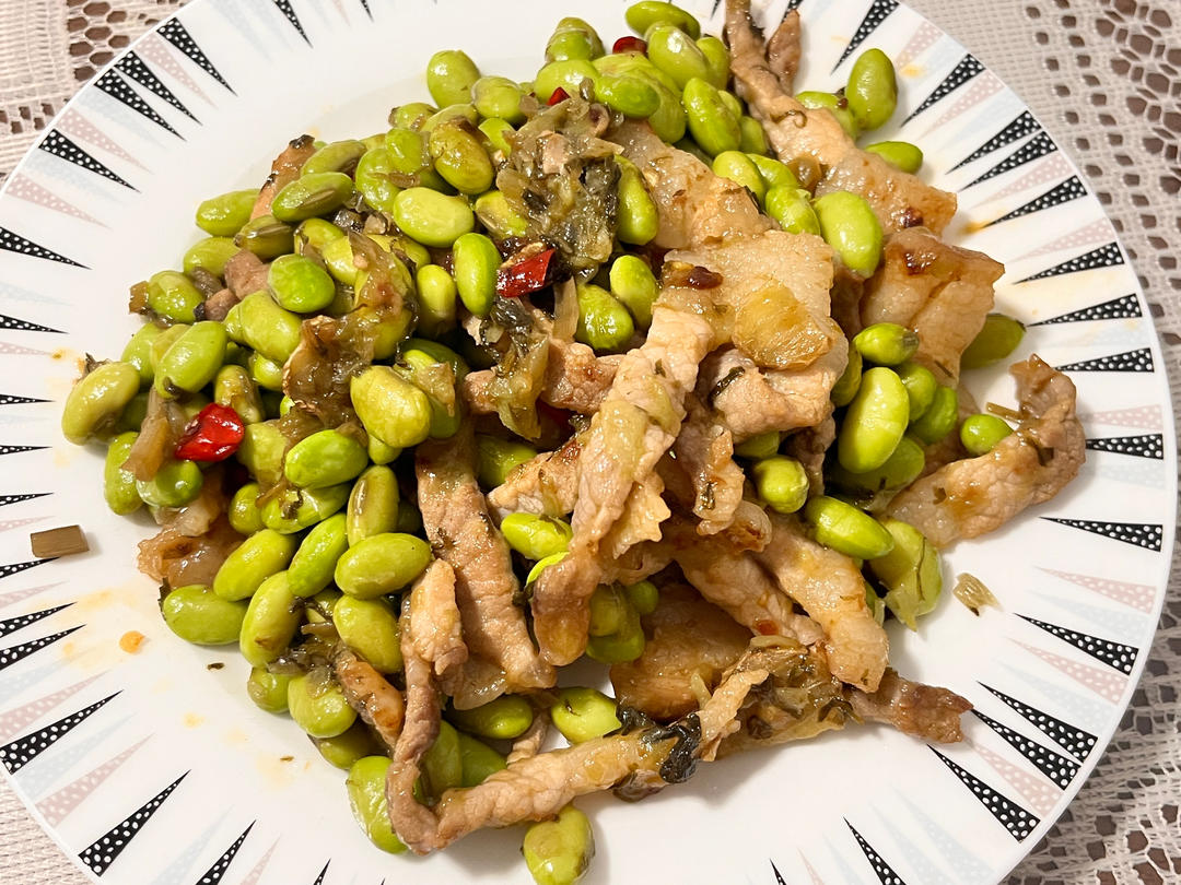 雪菜毛豆肉丝