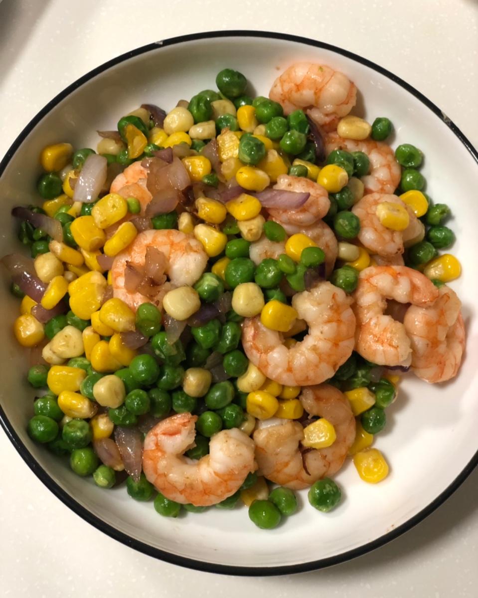 虾仁炒玉米青豆