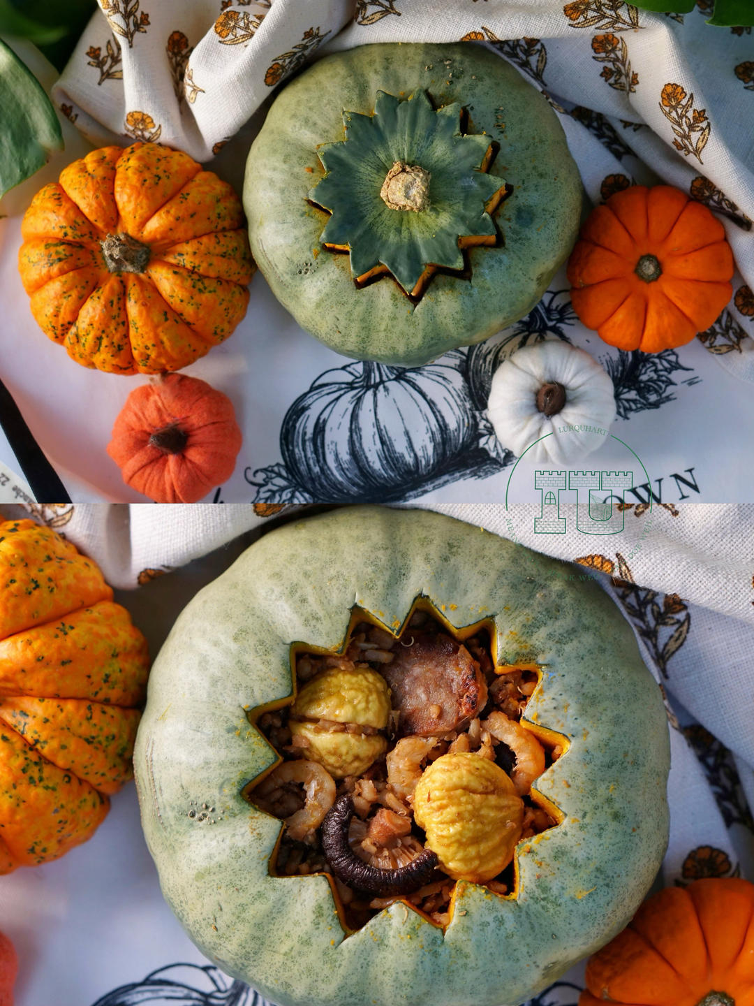 秋日限定：板栗腊肠南瓜杂粮焗饭的做法