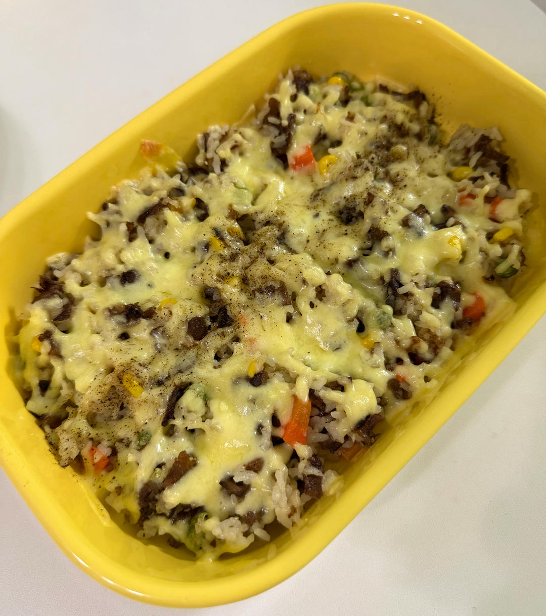 黑胡椒牛肉芝士焗饭～～营养健康，超级简单