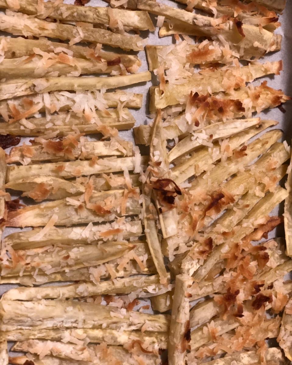 椰蓉烤红薯条（健康夜宵）