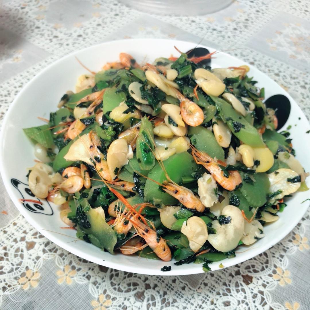 萵筍炒豆瓣小蝦子