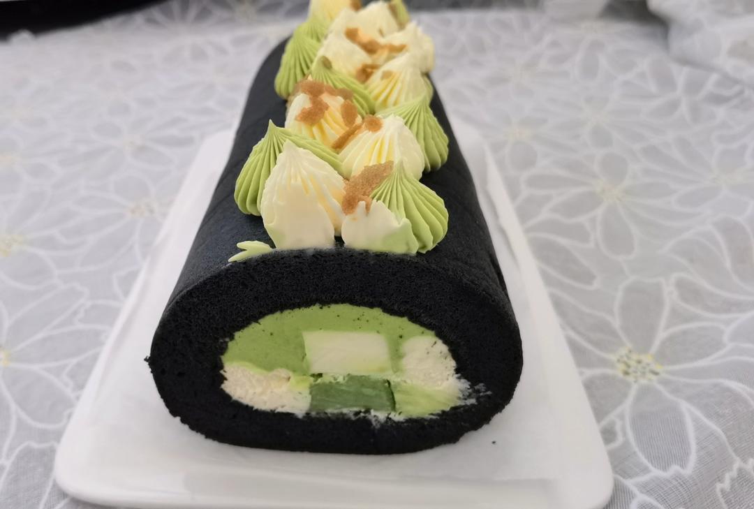 抹茶茉莉双味蛋糕卷