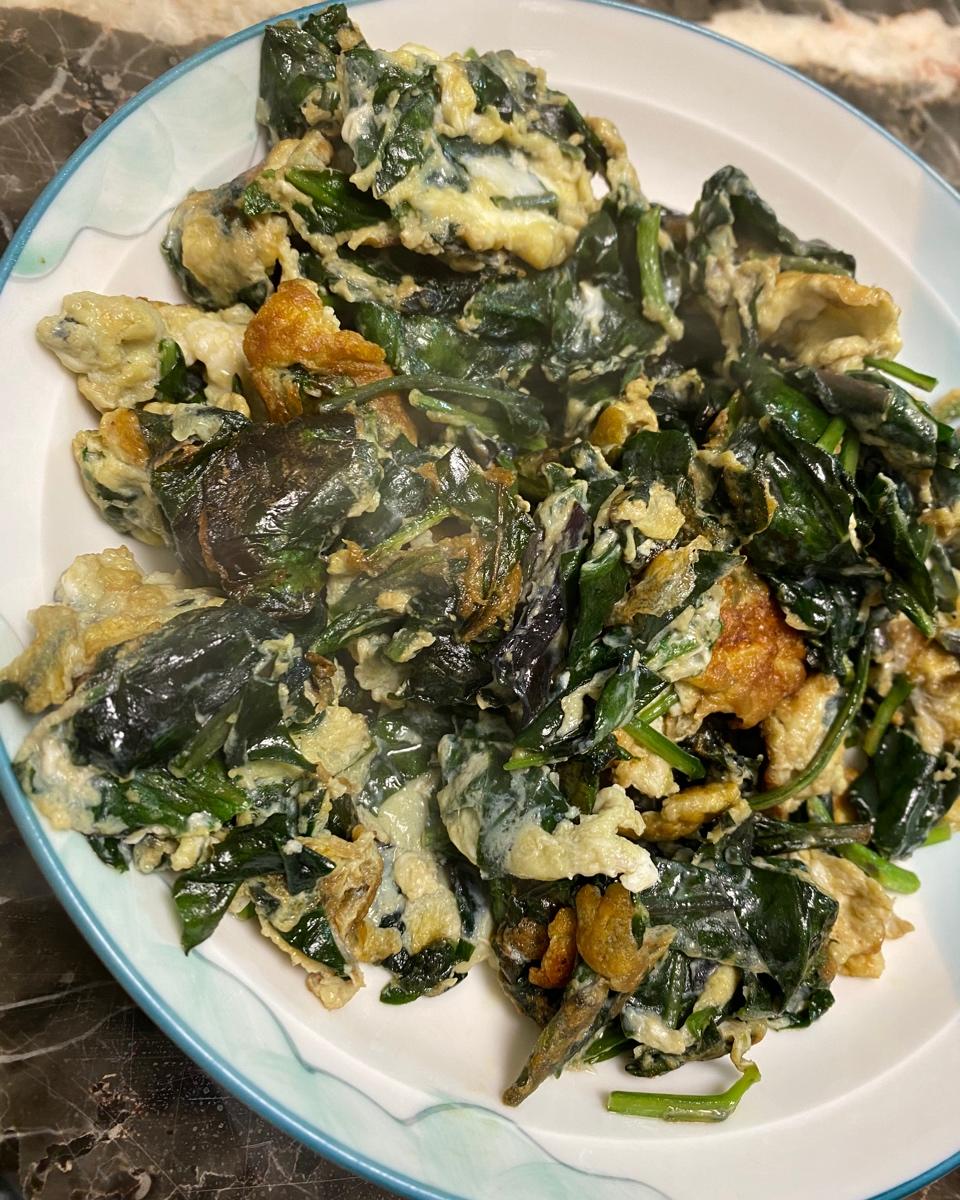 紫背天葵(观音菜)炒鸡蛋