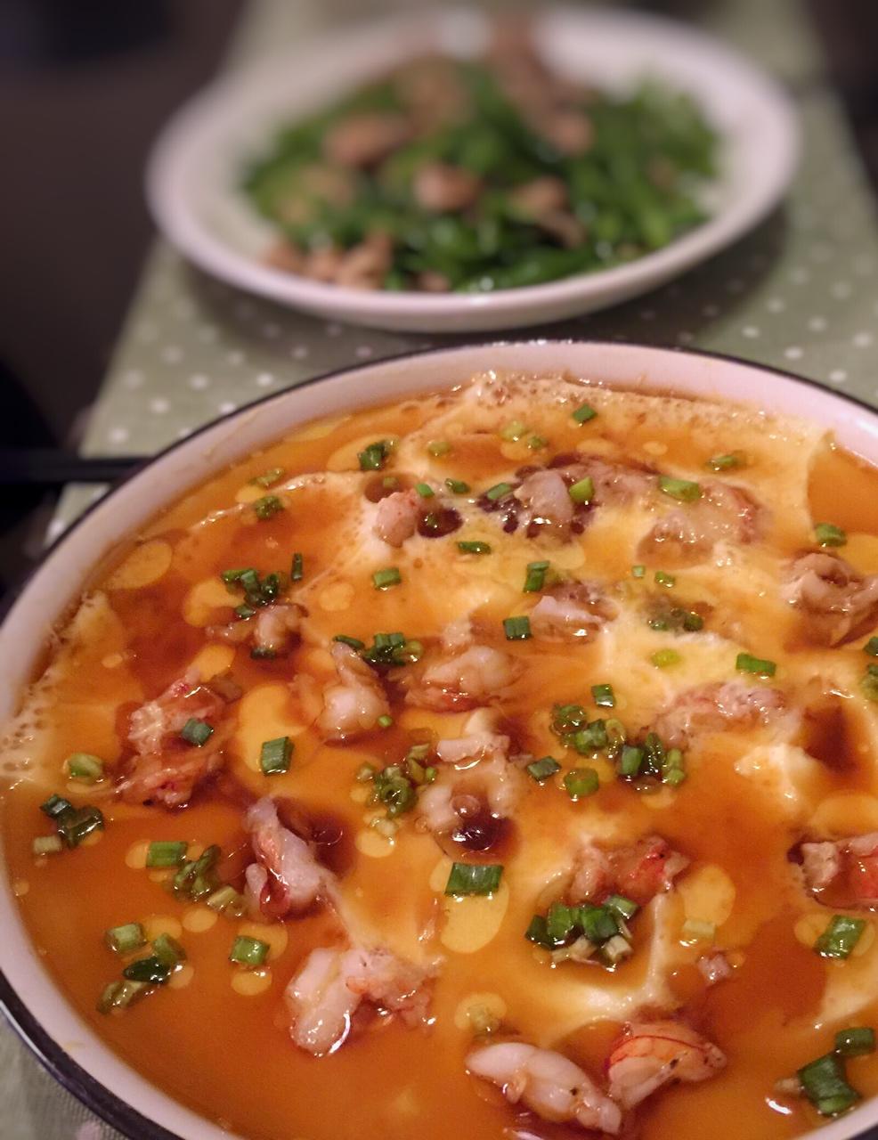 虾仁豆腐蒸水蛋