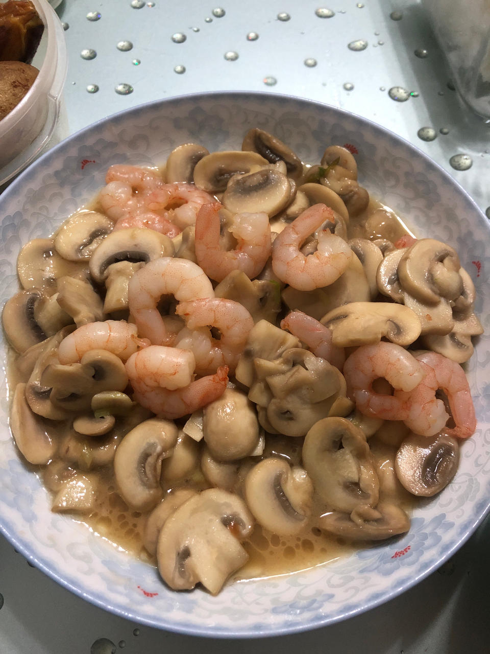 口蘑炒虾仁