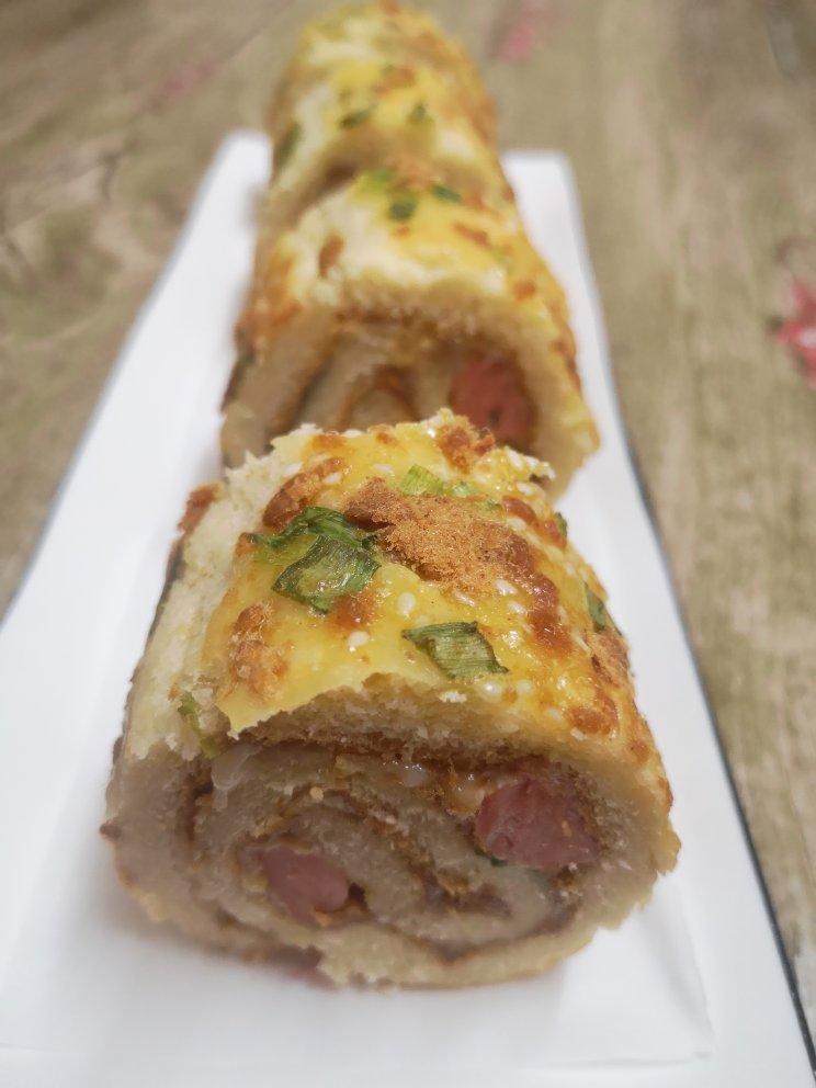 香葱肉松面包卷