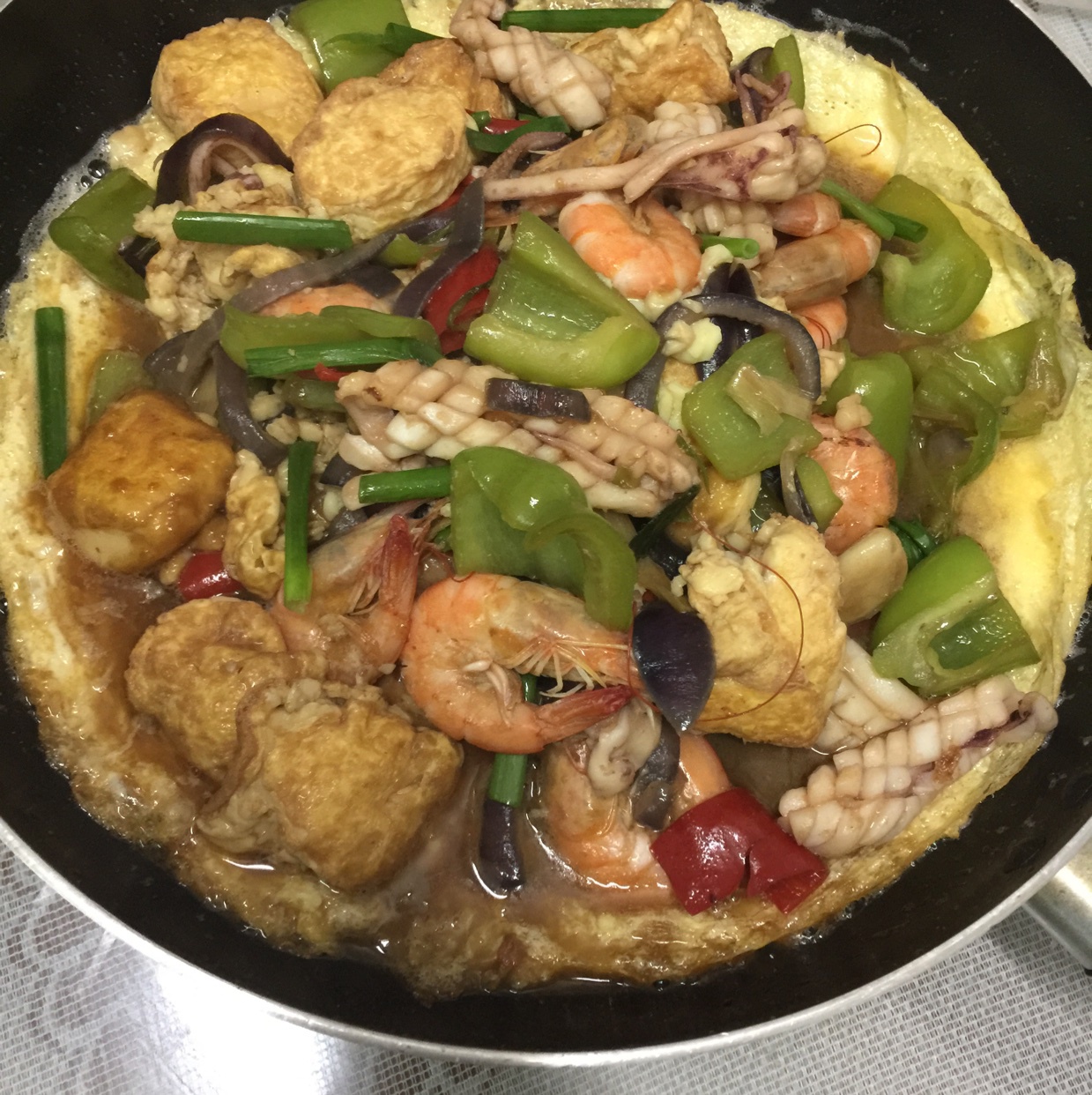 大莉咧做的铁板海鲜日本豆腐seafoodwithjapanesedofu