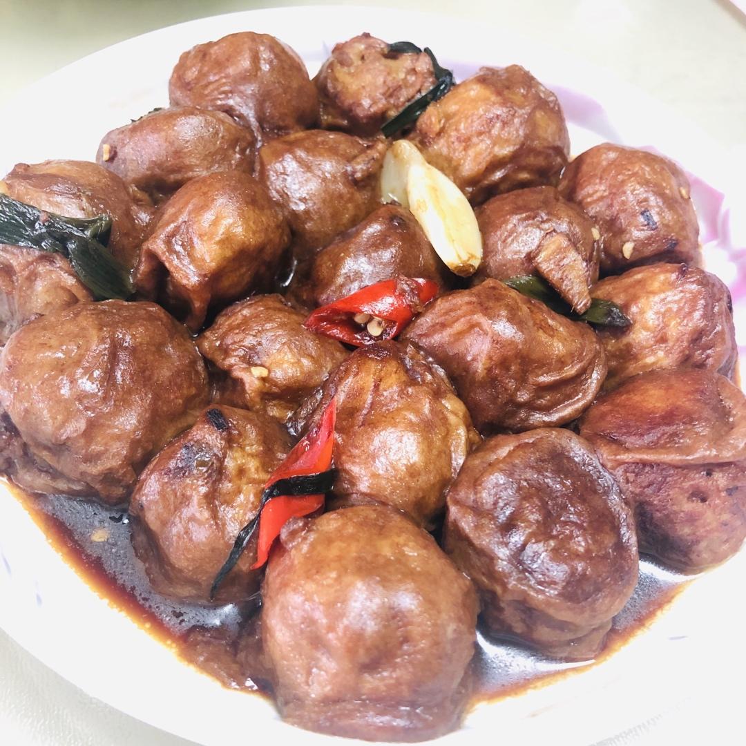 红烧油面筋塞肉