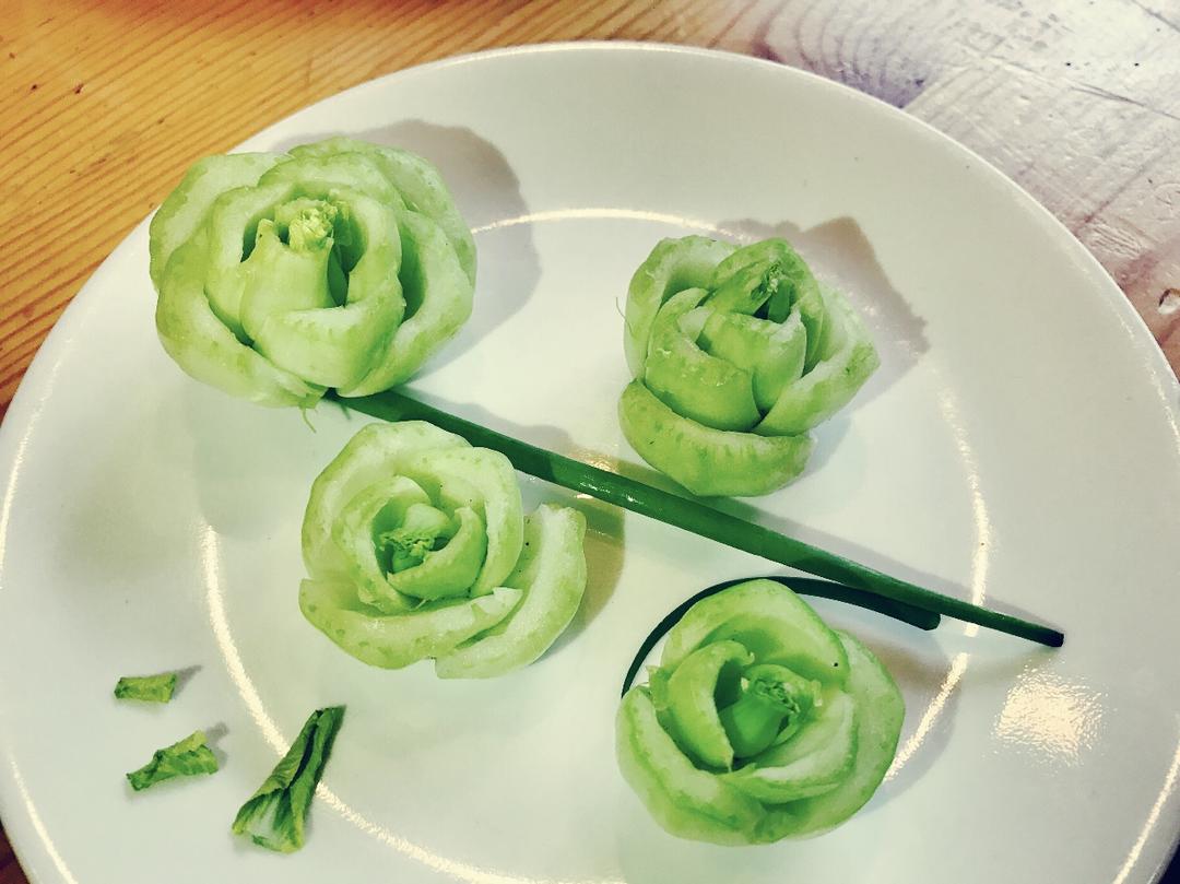 上海青玫瑰花(创意小盘饰の七)