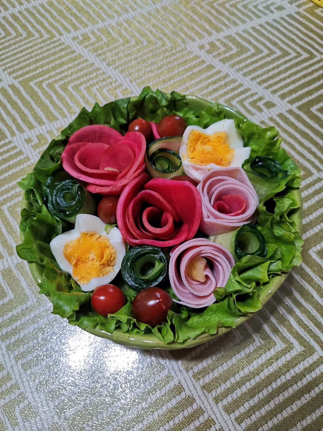 🌸花开富贵∣时蔬玫瑰花朵沙拉🌸