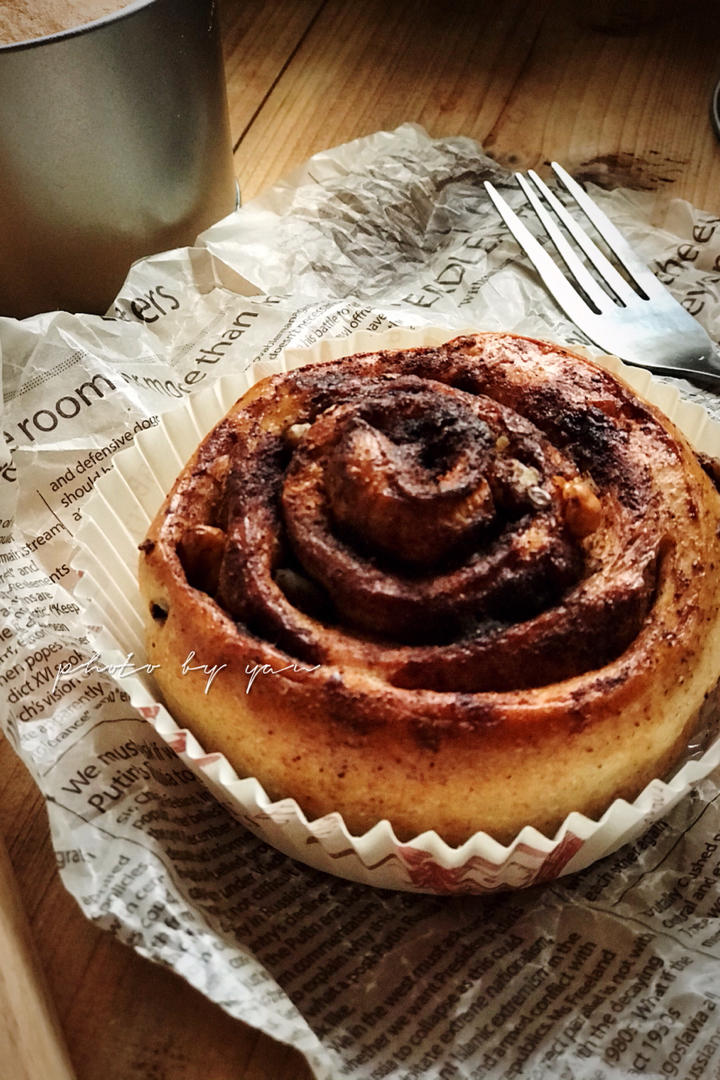 椰子油全麦免揉核桃肉桂卷【轻卡小食】——懒癌晚期版