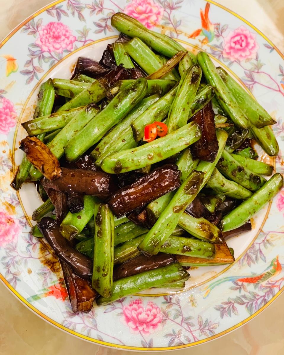 茄子炒豆角（改良版 健康少油）