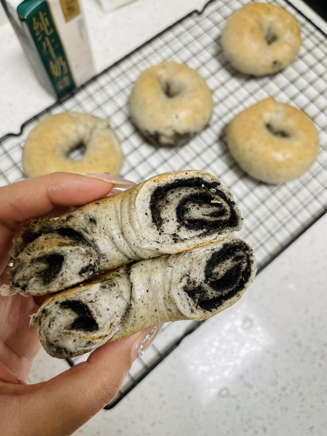 无油健康黑芝麻贝果🥯的做法