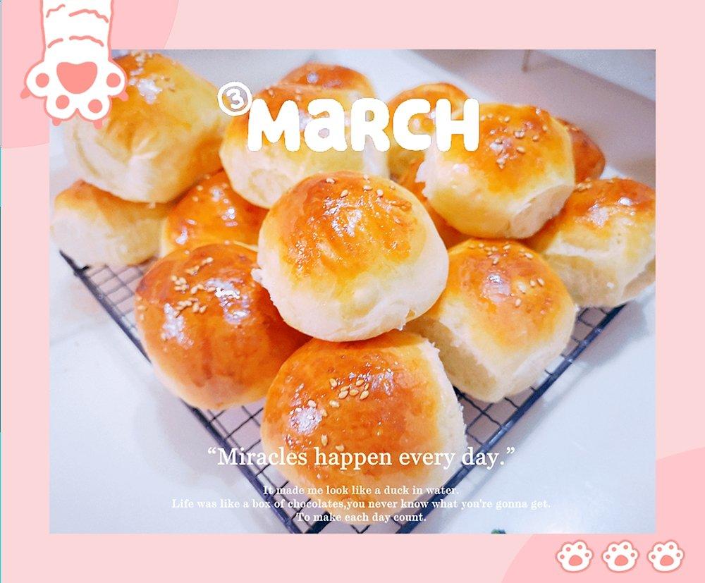 一次就成功，喧软好吃的淡奶油小餐包～