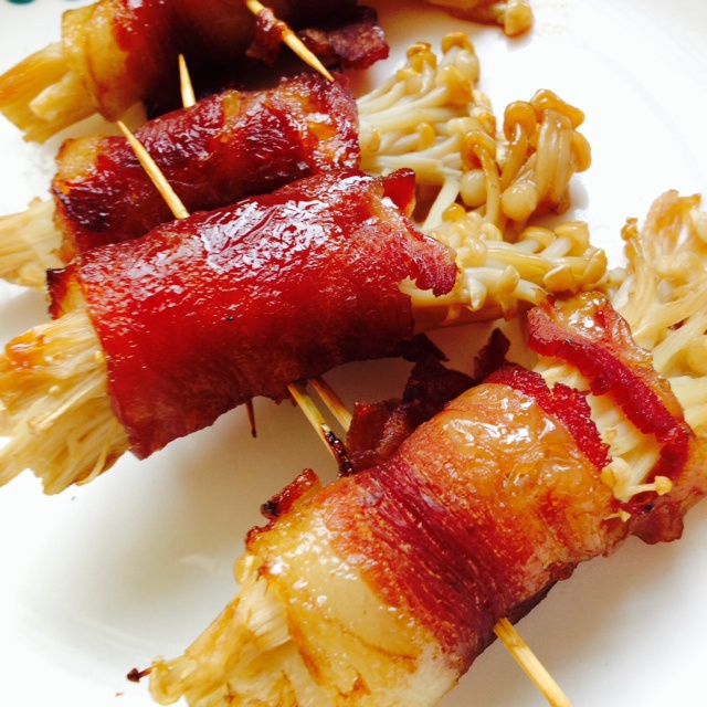 香煎培根金针菇卷