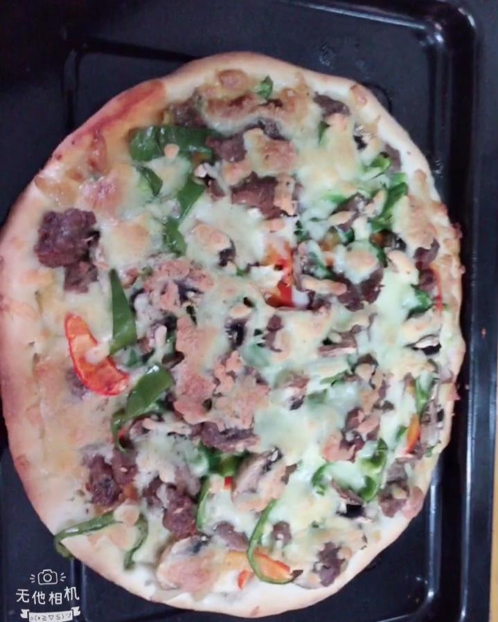 青椒玉米牛肉粒披萨「现成饼皮」