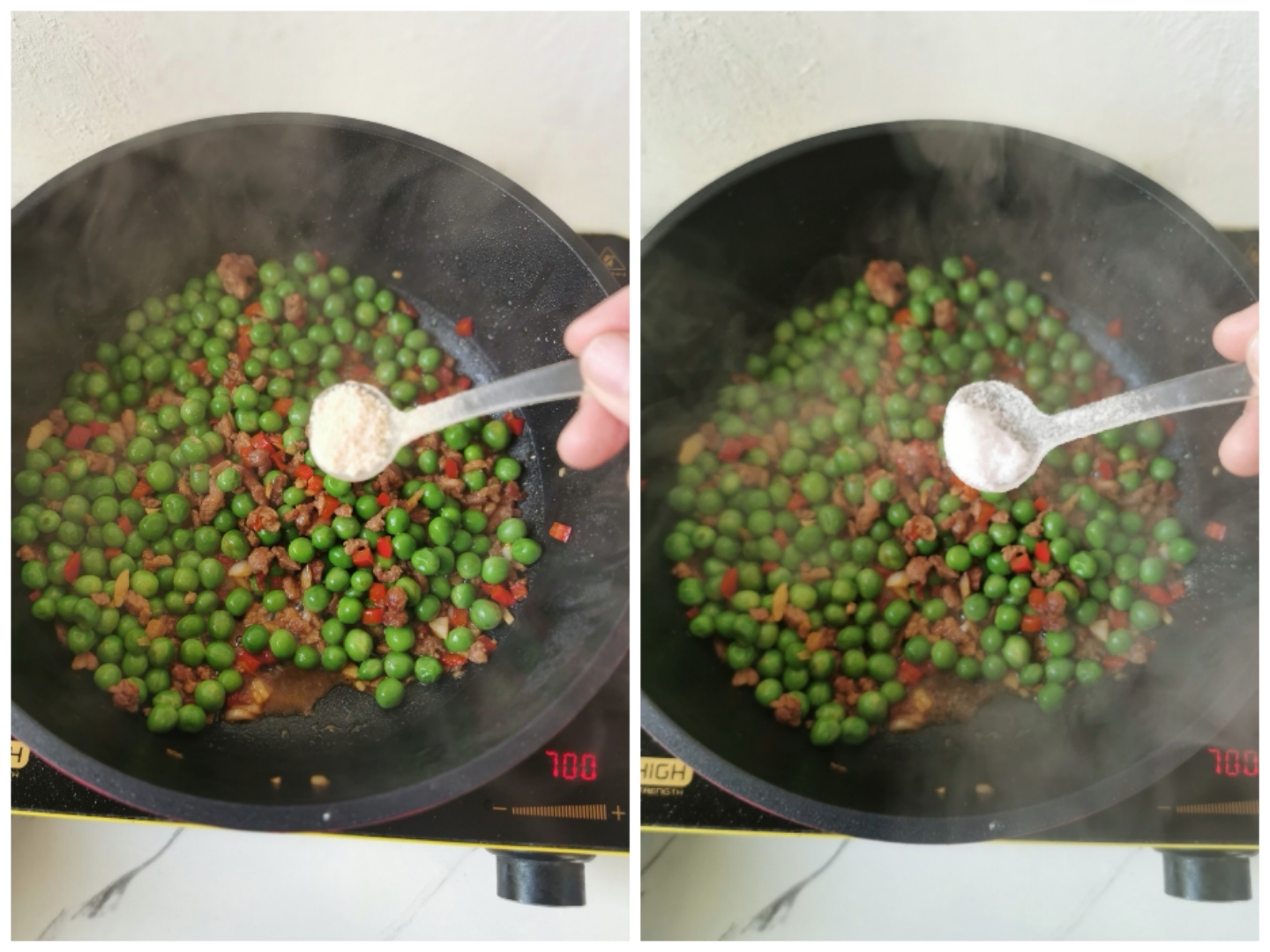 下饭菜~肉沫炒豌豆的做法 步骤7