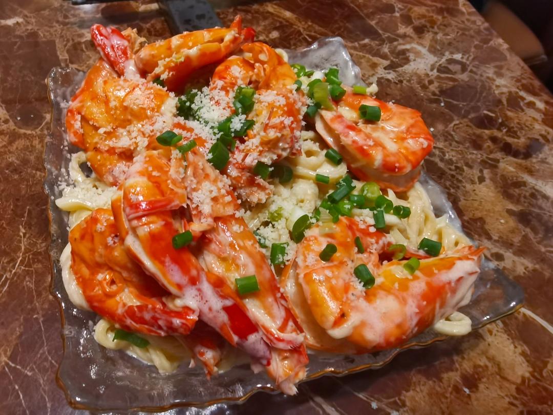 家庭版芝士大虾伊面