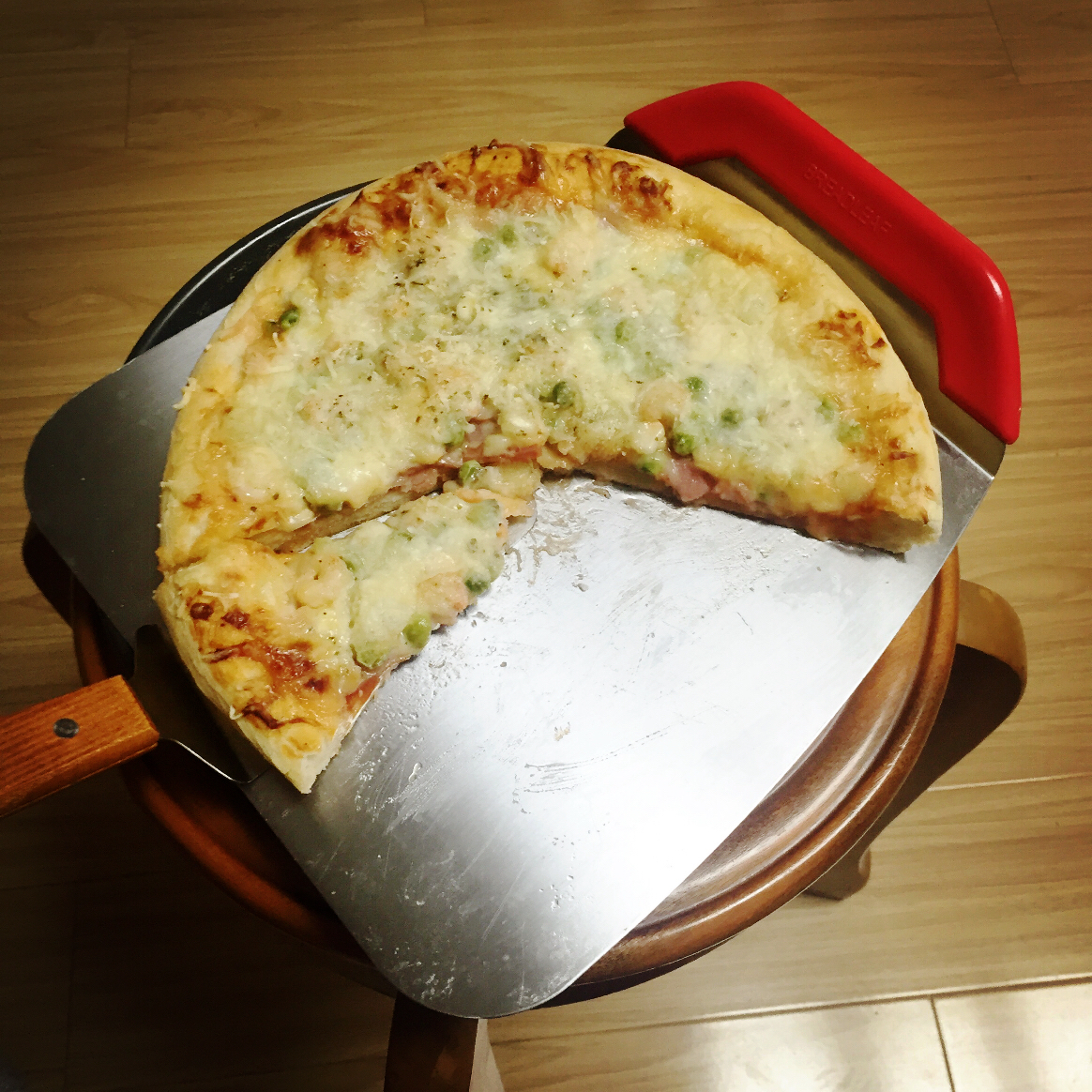 培根鲜虾披萨