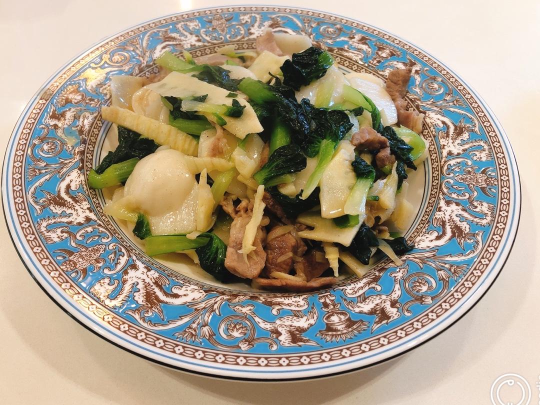 塔菜冬笋肉丝炒年糕
