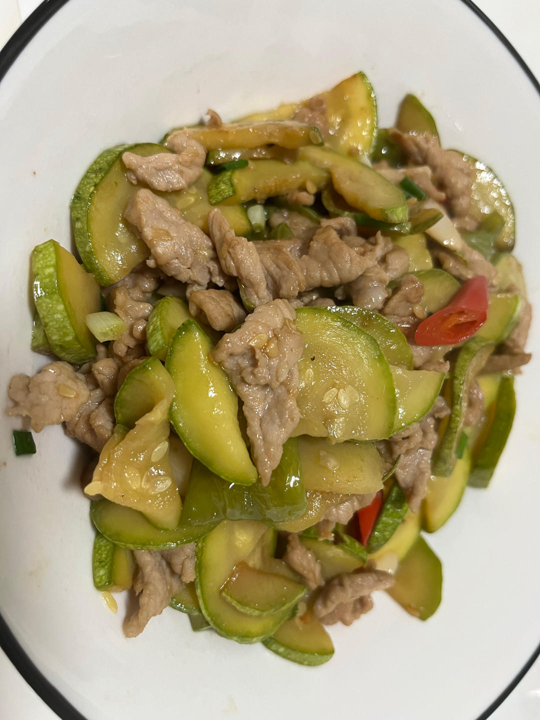 西葫芦炒肉片